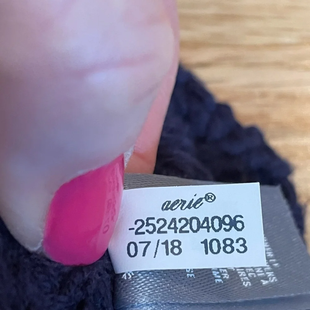 Aerie Chunky Cable Knit Lace Up Blue Sweater Size Small